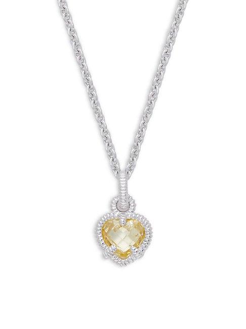 Judith Ripka Fontaine Sterling Silver Canary Crystal Pendant Necklace