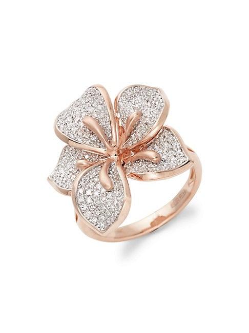 Effy 14k Rose Gold & Diamond Floral Ring