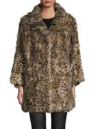 Adrienne Landau Leopard Print Rabbit Fur Coat