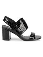 Karl Lagerfeld Paris Jaylynn Croc-embossed Patent Leather Sandals
