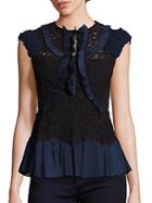 Rebecca Taylor Ruffle Trimmed Lace Blouse