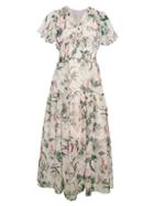 Avantlook Floral Flutter-sleeve Midi Dress