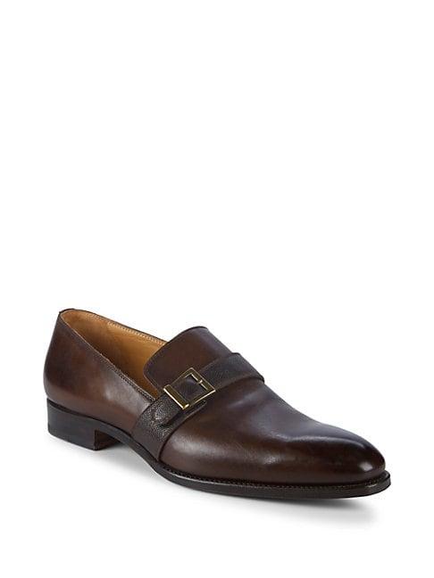 Paul Stuart Buckled Leather Loafers