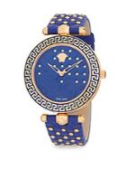 Versace Studded Stainless Steel Analog Leather-strap Watch