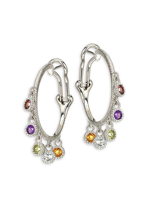 Judith Ripka Sterling Silver & Gemstone Hoop Earrings