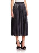 Tibi Flume Pleated Midi Skirt