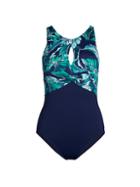 Tommy Bahama Breezy Palm Colorblock One-piece Swimsuit