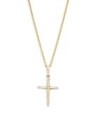 Saks Fifth Avenue Diamond & 14k Yellow Gold Cross Pendant Necklace