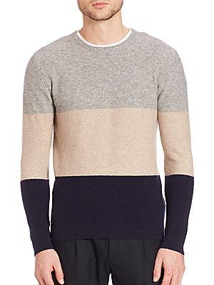 Eleventy Colorblock Sponge Crewneck Sweater
