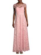 Karl Lagerfeld Paris Floral Embroidered A-line Gown