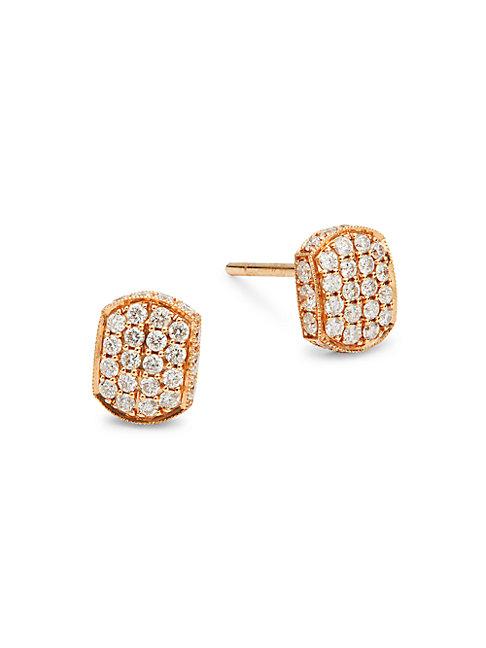 Nephora 14k Rose Gold & Diamond Rectangular Dome Stud Earrings