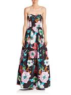 Milly Paper Floral Strapless Gown