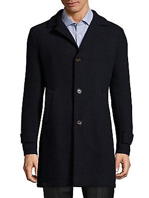 Eleventy Single-breasted Wool & Cashmere Blend Coat