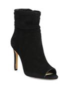 Vince Camuto Keyna Ruched Suede Open Toe Booties