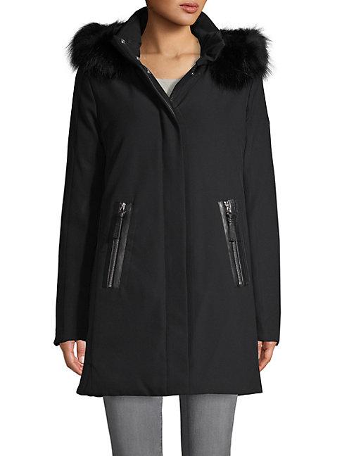 Derek Lam 10 Crosby Fox Fur & Leather-trim Down Coat
