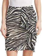 Isabel Marant Etoile Gerene Zebra Print Ruched Mini Skirt