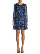 Belle Badgley Mischka Sedona Embroidered Floral Lace A-line Dress
