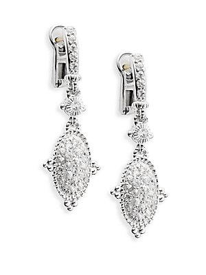 Judith Ripka Arielle White Sapphire & Sterling Silver Oval Drop Earrings