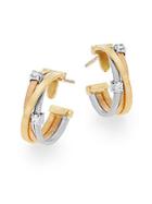 Marco Bicego Goa Diamond & 18k Tricolor Gold Hoop Earrings/0.75