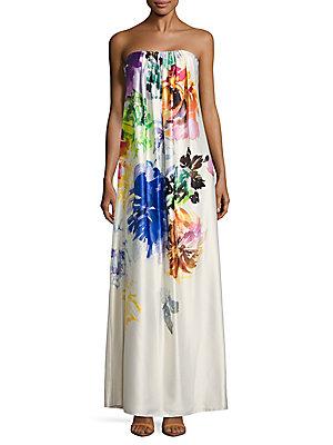 Nicole Miller New York Strapless Floral Gown