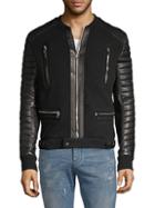 Balmain Leather Moto Zip Front Jacket