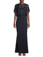 Aidan Mattox Embellished Mesh Popover Gown