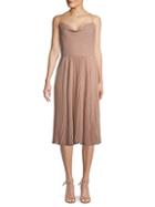 Valentino Pleated Skirt Silk Midi Dress
