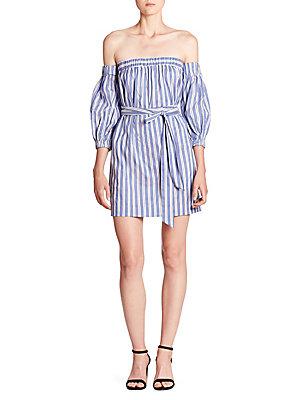 Milly Off-the-shoulder Striped Dress