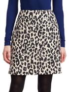 Akris Punto Leopard Print Wool Mini Skirt
