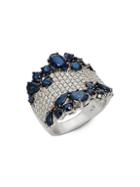 Effy 14k White Gold Sapphire & Diamond Ring