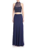 Mignon Two-piece Beaded Chiffon Gown