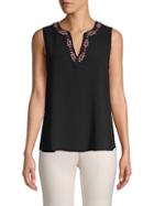 Vince Camuto Embroidered Sleeveless Top