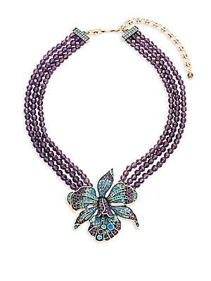 Heidi Daus Crystal Orchid Triple Beaded Necklace