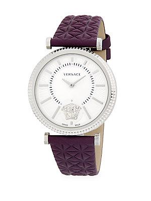 Versace Stainless Steel Analog Leather-strap Watch