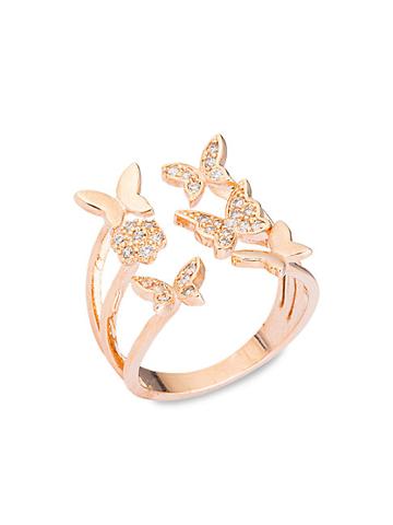 Eye Candy La Luxe Butterfly Brass & Crystal Ring