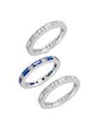 Sterling Forever Sterling Silver & Blue Sapphire Triple Stack Ring Set