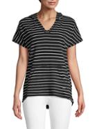 Marc New York Performance Striped Hooded Cotton Top