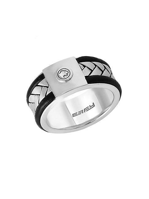 Effy Sterling Silver And Leather Ring