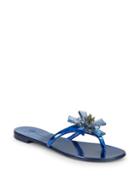 Giuseppe Zanotti Crystal Flower Metallic Thong Sandals