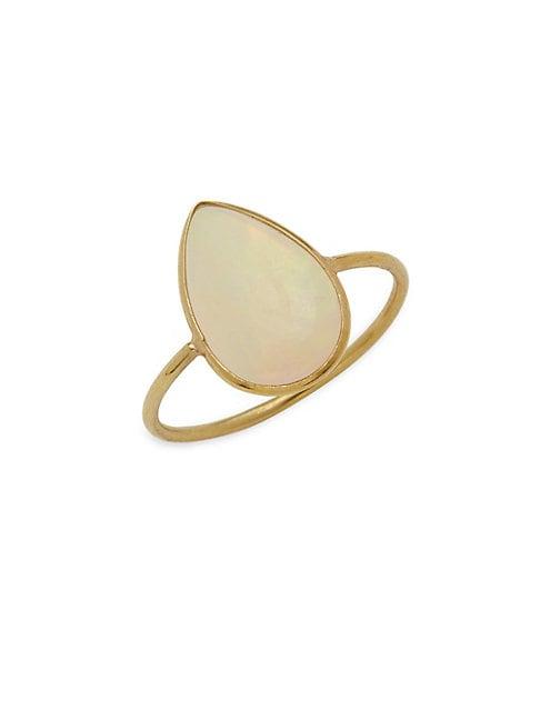 Adornia Fine Jewelry Pear Opal And 18k Gold Solitaire Ring