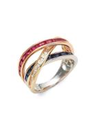 Effy 14k Tri-tone Gold & Multi-stone Ring
