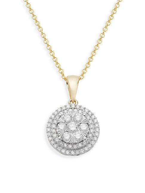 Effy 18k Gold & Diamond Circle Pendant Necklace