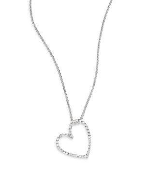 Saks Fifth Avenue Diamond & 14k White Gold Open Heart Necklace