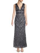 Aidan Mattox Embellished Plunging Gown