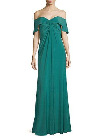 Rene Ruiz Collection Ruffled Off-the-shoulder Gown
