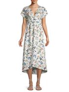 Saks Fifth Avenue Floral-print Linen A-line Dress