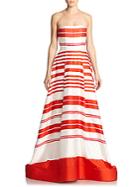 Alice + Olivia Aubrey Strapless Stripe Gown