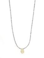 Eva Hanusova Multigem Beaded Yellow Topaz & Iolite Pendant Necklace/goldtone