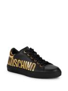 Moschino Metallic Logo Leather Sneakers