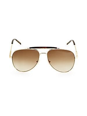 Saint Laurent Endura 55mm Double-bridge Aviator Sunglasses